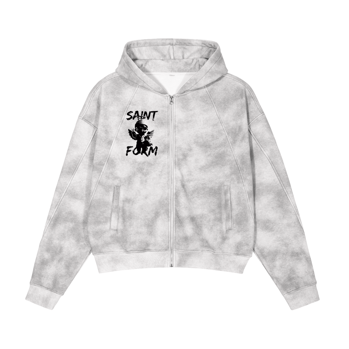 Dirty Washed Zip-Up Fleece Hoodie